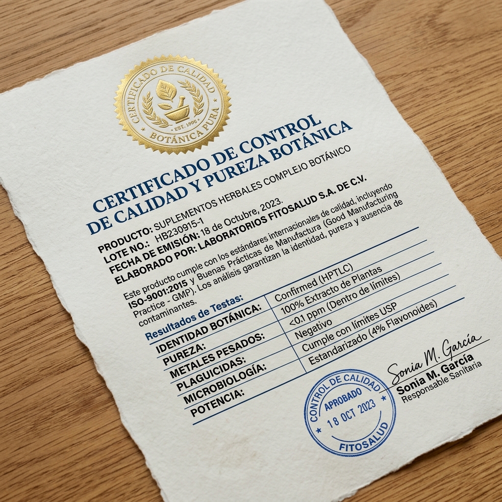 Certificado de Pureza Botánica